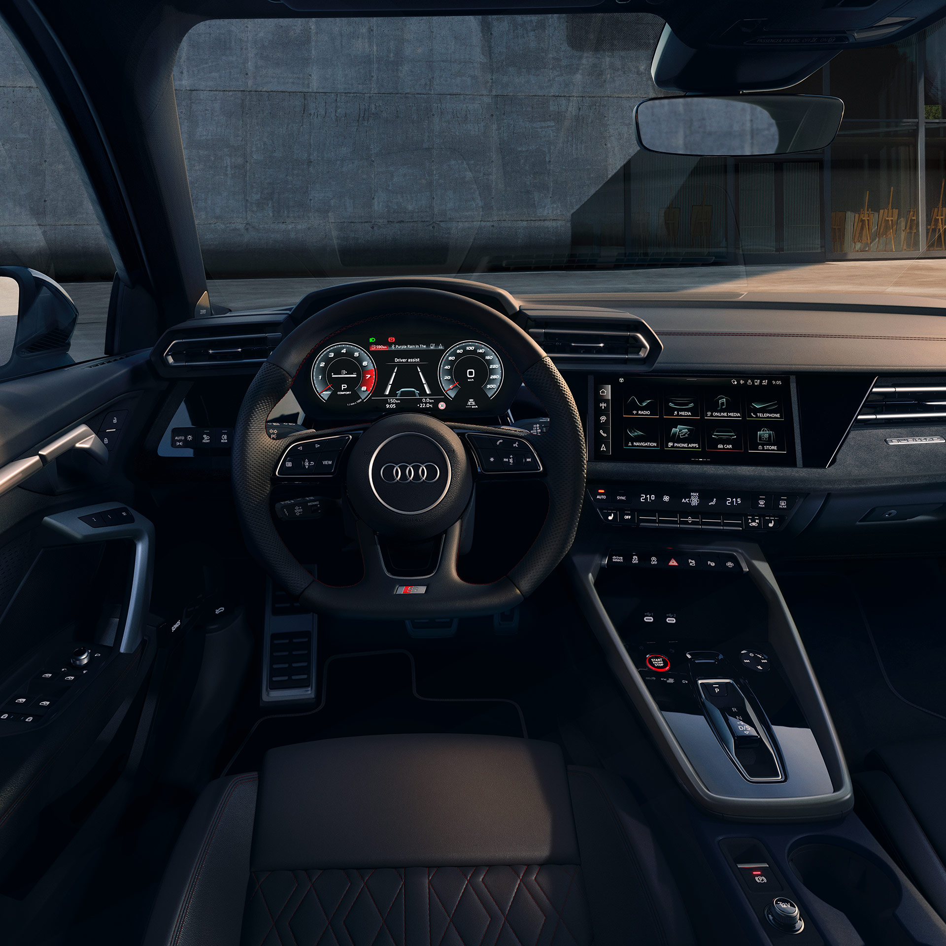 Foto de la conectividad del Audi S3 Sportback. 