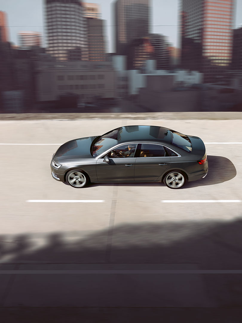 Dynamic side view of the Audi A4 Sedan