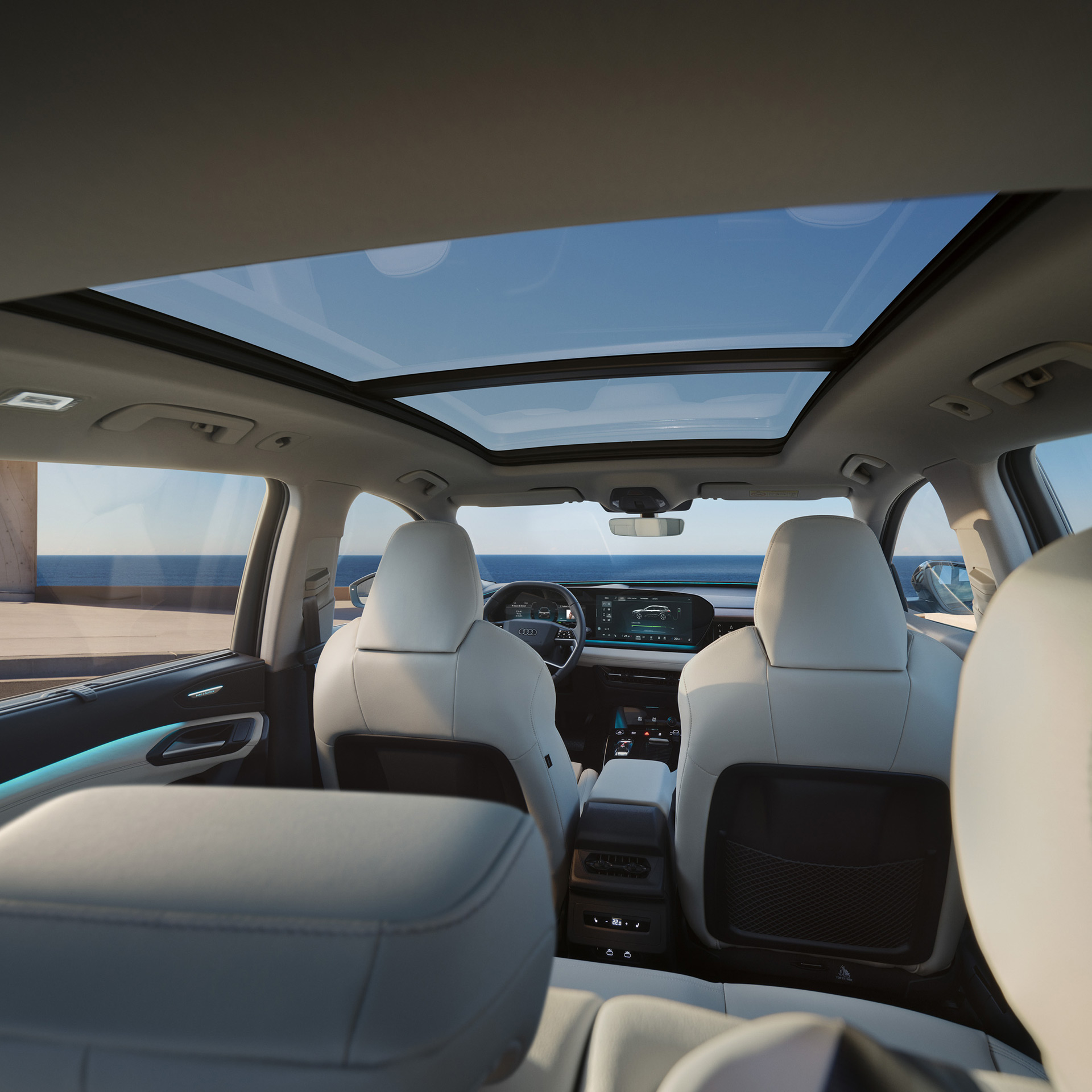Foto del interior del SUV eléctrico Audi Q6 e-tron. 